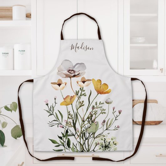 Tablier Bouquet de fleurs sauvages séchées Monogram