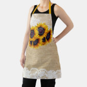 Tablier Bouquet de tournesols Burlap et dentelle Pays rust (Insitu)