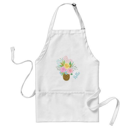 Tablier Bouquet Rose d'ananas mignon rose jaune (Devant)