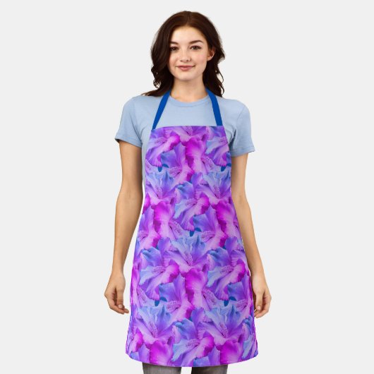 Tablier Bouquet teinté de fleurs blanches d'Hibiscus (Porté)