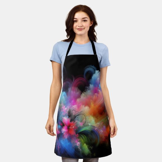 Tablier Bouquet tropical vibre (Porté)