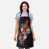 Tablier Bouquets de roses blanches, bleues et bordeaux (Porté)