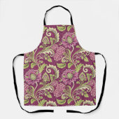 Tablier Bourgogne et Damas florales vertes (Recto)