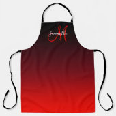Tablier Bourgogne noir et monogramme ombré rouge vif (Recto)