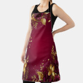 Tablier Bourgogne Rouge Or Fleurs Apron de Vacances (Insitu)