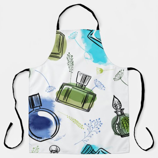 Tablier Bouteille de parfum motif sans soudure et texte aq (Recto)