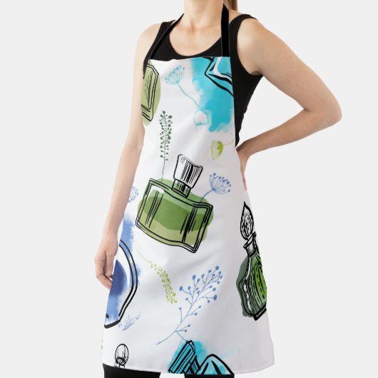 Tablier Bouteille de parfum motif sans soudure et texte aq (Insitu)