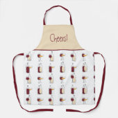Tablier Bouteille de vin et Motif de verre Artsy (Recto)