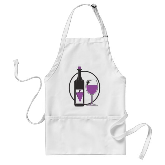 Tablier Bouteille de vin rouge et verre (Devant)
