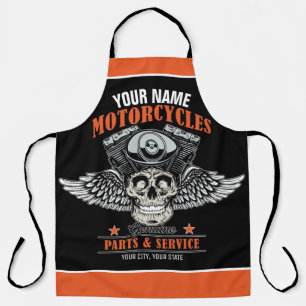 Tablier Boutique de moto à crâne volante personnalisée 
