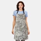 Tablier Bouton de fiancé de William Morris damassé antique (Porté)