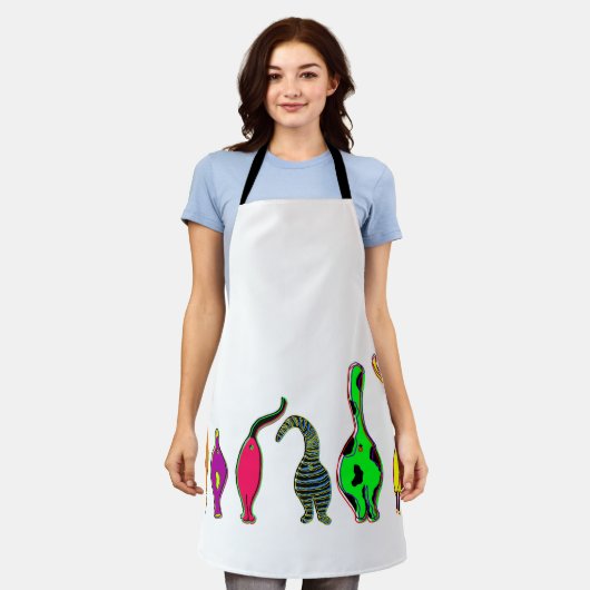 Tablier Boutons de chat colorés (Porté)