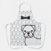 Tablier Boxer Blanc Chien de Dessin Animé Mignon & Nom (Recto)