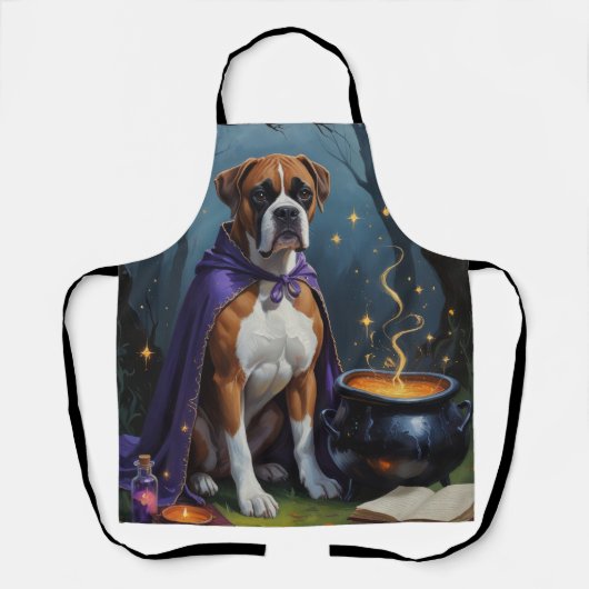 Tablier Boxer Chien Whimsical Halloween Peinture (Recto)