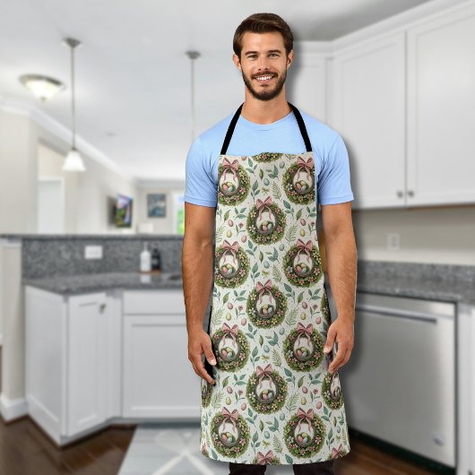 Tablier Boxwood Easter Wreath Pink Bow with Egg