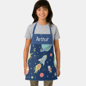 Tablier Boys Blue Cute Space Rocket Ship and Name (Insitu)