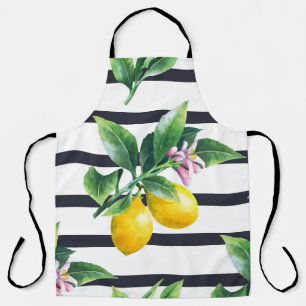 Tablier Branche de citron : lisière d'aquarelle d'agrumes