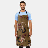 Tablier Branche de fleurs roses, composition abstraite. (Porté)