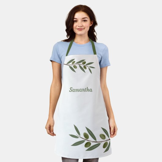 Tablier Branche d'olive aquarelle (Porté)
