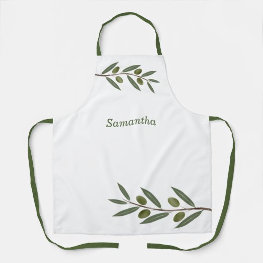 Tablier Branche d'olive aquarelle (Recto)