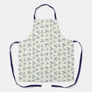 Tablier Branches bleues sur crème - motif sans soudure.