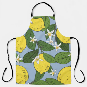Tablier Branches de citron : Illustration Vintage bleue