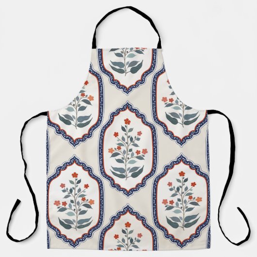 Tablier Branches de fleurs orientales : Kalamkari Indian. (Recto)