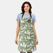 Tablier Branches de pin et cônes de pin Motif d'aquarelle (Porté)