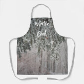 Tablier Branches gelées et forêt recouverte de neige (Recto)