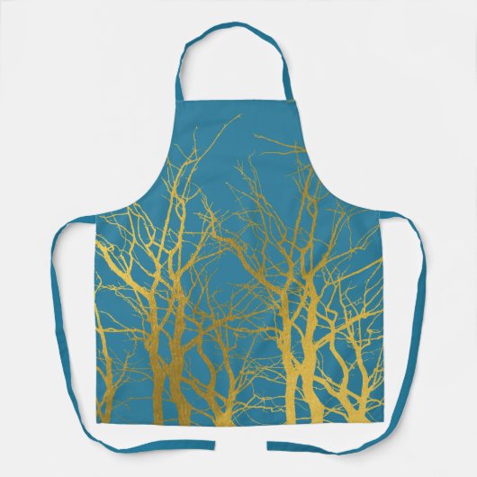 Tablier Branches Gold Tree Motif Arrière - plan bleu (Recto)