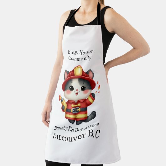 Tablier Brave chat pompier prêt à économiser! (Insitu)