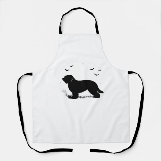 Tablier Briard Chien - Halloween Lune Silhouette surdimens (Recto)