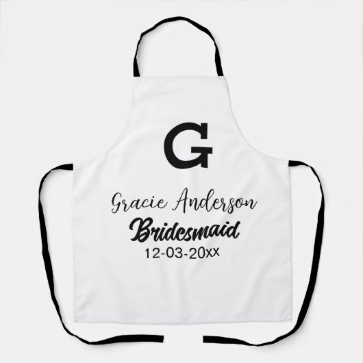 Tablier Bridesmaid ajouter nom monogramme simple minimal m (Recto)