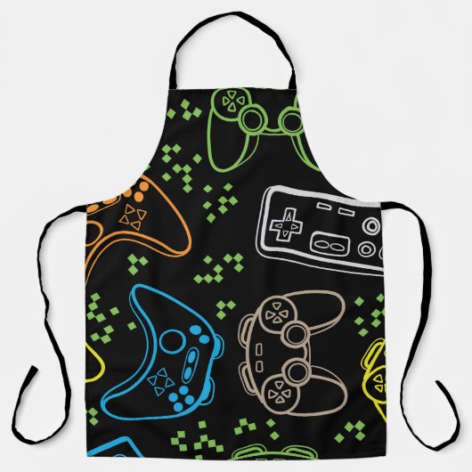 Tablier Bright gaming joysticks : motif cool. (Recto)
