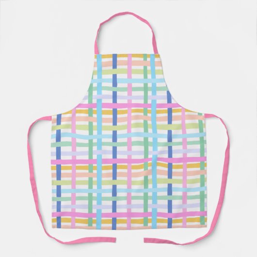 Tablier Bright Rainbow Plaid Kitchen Apron - Maximalist (Recto)