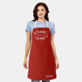 Tablier Bright Red Baking Spiron de vacances avec nom (Porté)