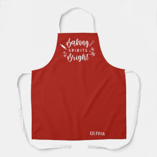 Tablier Bright Red Baking Spiron de vacances avec nom
