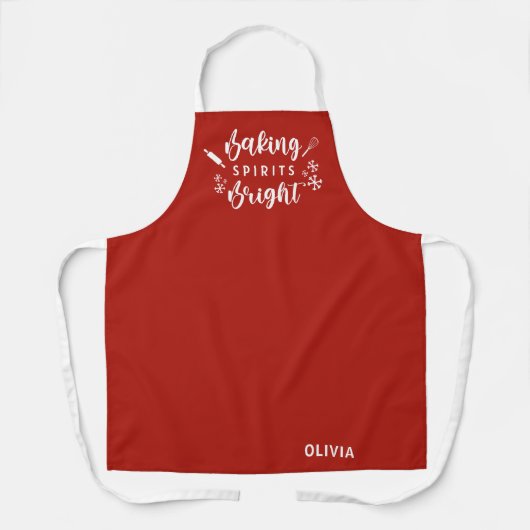 Tablier Bright Red Baking Spiron de vacances avec nom (Recto)