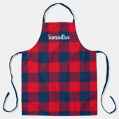 Tablier Bright Red Navy Blue Buffalo Plaid Personnalisé (Recto)