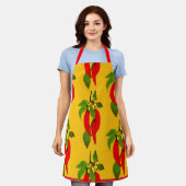 Tablier Bright Red Peppers Green Leaves on the Vine  (Porté)