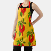 Tablier Bright Red Peppers Green Leaves on the Vine  (Insitu)