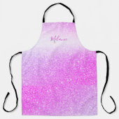 Tablier Brillant Parties scintillant rose chaud glam perso (Recto)