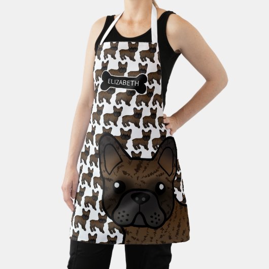 Tablier Brindle French Bulldog mignon Dessin & Nom (Insitu)