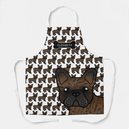 Tablier Brindle French Bulldog mignon Dessin & Nom (Recto)