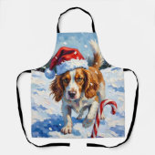 Tablier Brittany Spaniel Dog Pointing at Christmas Candy (Recto)
