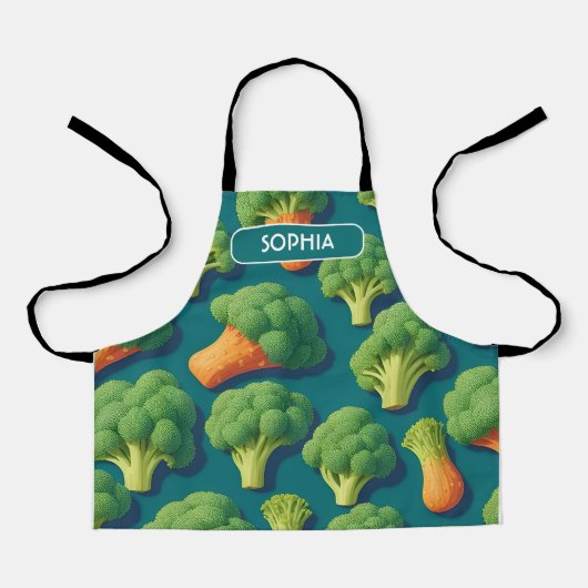 Tablier Broccoli Retro Coloré Motif personnalisé (Recto)