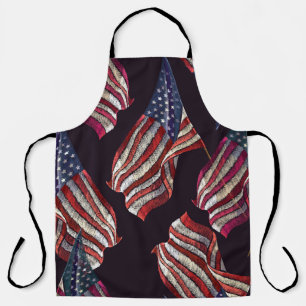 Tablier Broderie du drapeau américain : motif patriotique.