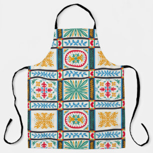 Tablier Broderie italienne Majolica : Floral méditerranéen