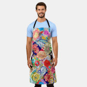 Tablier Broderie motif sans couture avec de belles fleurs (Porté)