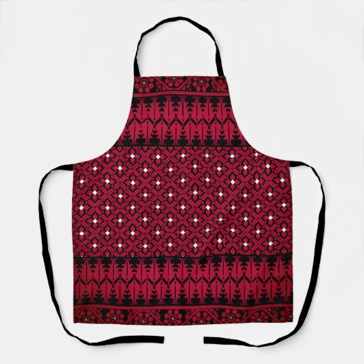 Tablier Broderie palestinienne Tatreez design imprimé (Recto)